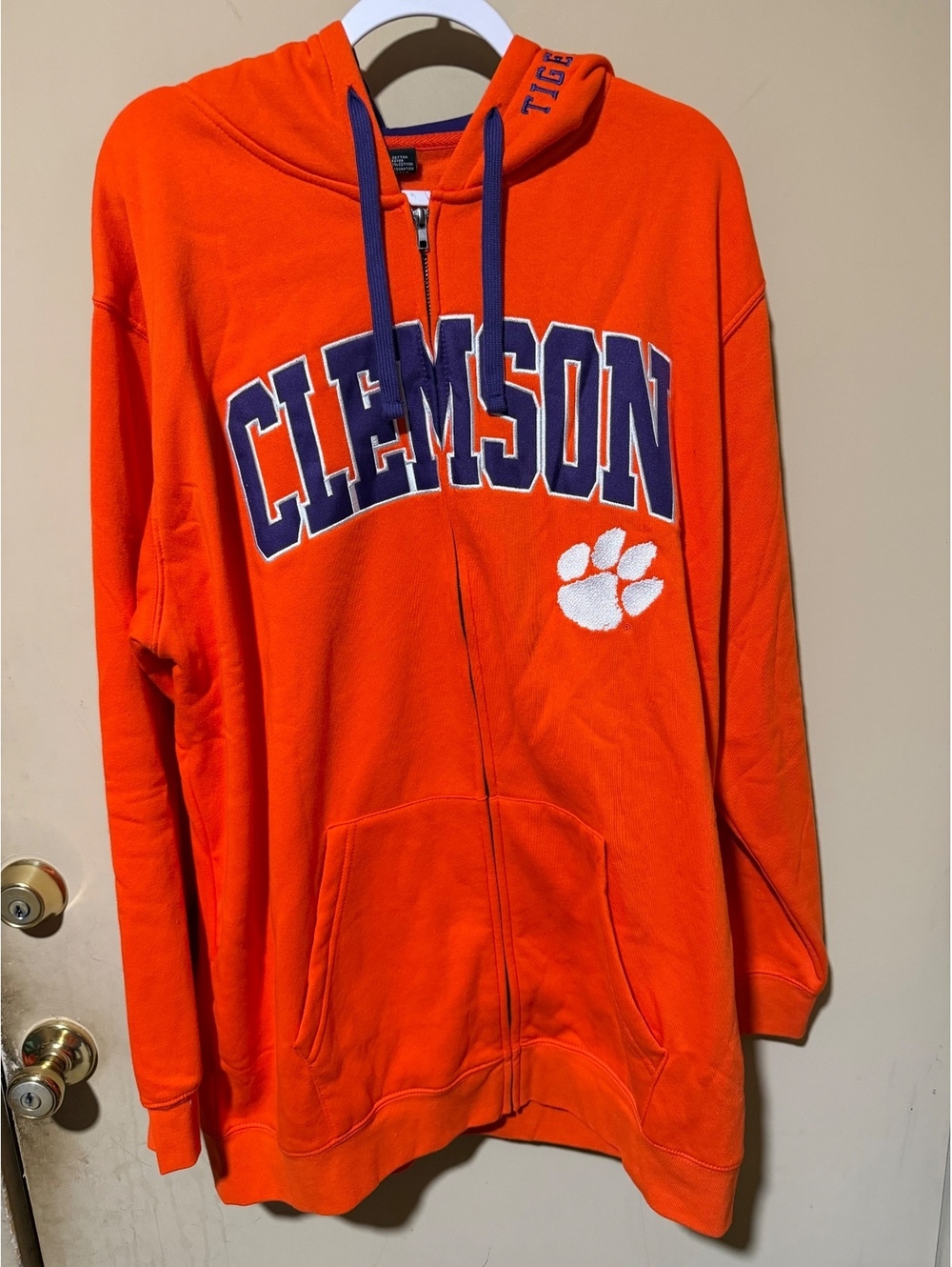 Colosseum Men's Clemson Full Zip Hoodie Big & Tall 1XT Orange Purple